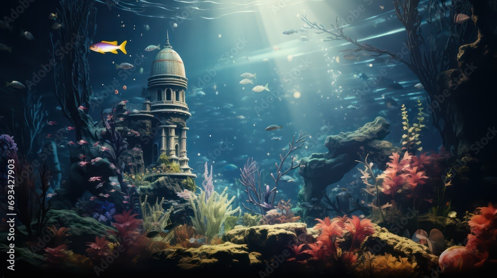 scene in the underwater sea