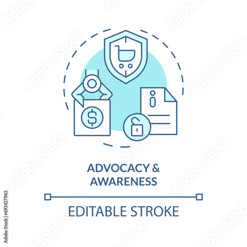 2D editable blue advocacy and awareness icon, isolated monochromatic vector, thin line illustration representing pink tax.