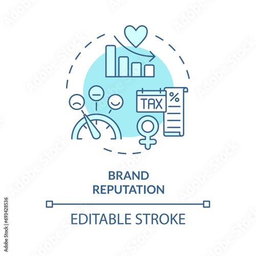 2D editable blue brand reputation icon, isolated monochromatic vector, thin line illustration representing pink tax.
