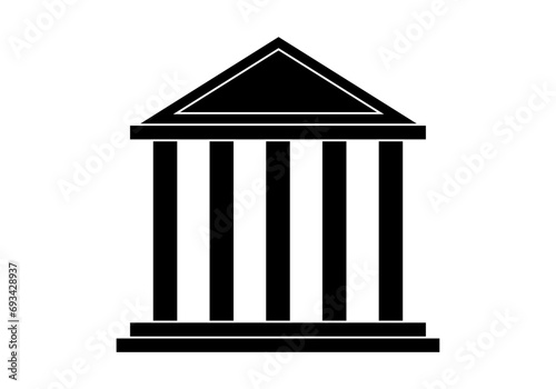 Icono de museo o banco en fondo blanco.