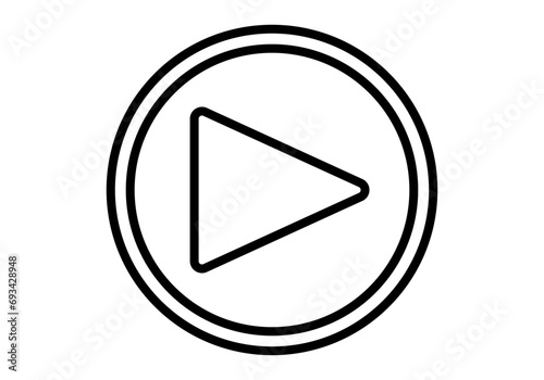 Icono negro de play en fondo blanco. 