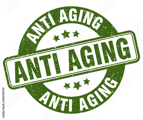 anti aging stamp. anti aging label. round grunge sign