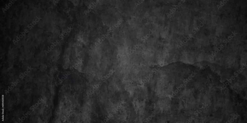 Fototapeta premium Dark black stone wall grunge backdrop texture background. monochrome slate grunge concrete wall black backdrop vintage marbled textured border background. 