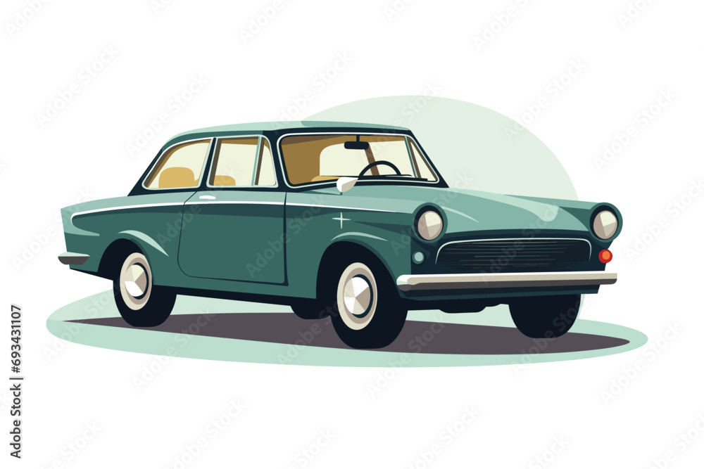 Obraz premium Vector of a soviet russian vintage car. Retro car poster