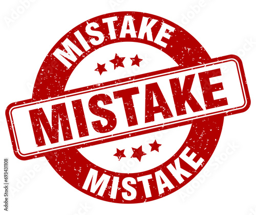 mistake stamp. mistake label. round grunge sign