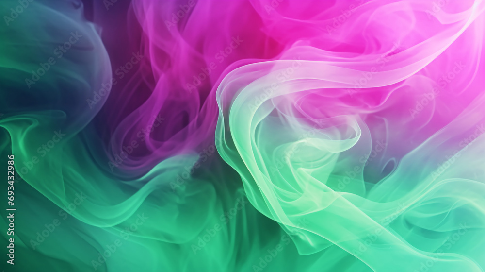 Fototapeta premium Abstract green and purple steam or smoke cloud, background wallpaper