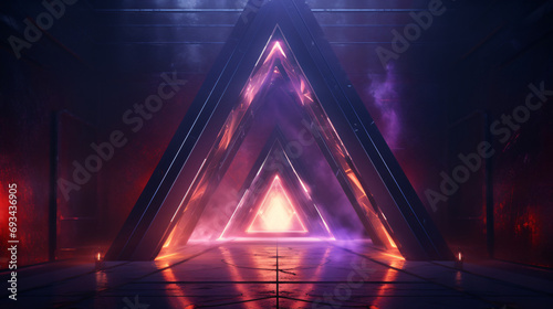 Smoke Sci Fi Futuristic Triangle Arc Gate Neon Laser