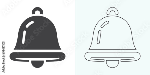 Christmas Bell Icon. Christmas Bell Icon. Notification bell icon for incoming inbox messages. Vector ringing bell and notification number sign for alarm clock and smartphone application alert