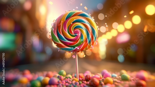 lollipop on colorful background  generative ai photo