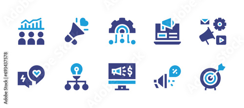 Marketing icon set. Duotone color. Vector illustration. Containing digital marketing  purpose  marketing  consumer  loudspeaker  engagement  idea.