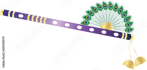 Lord Krishna Flute peacock feather Bansuri
