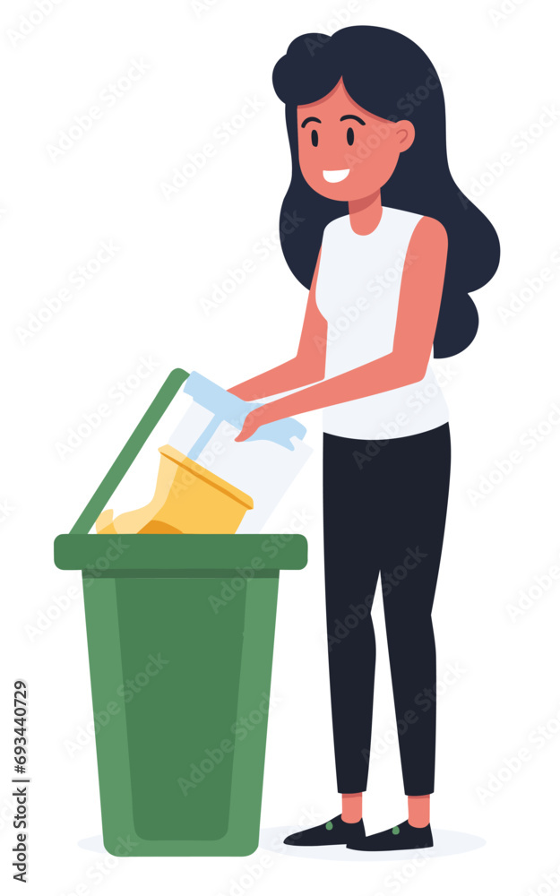 woman with recycling bin