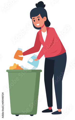 person with recycling bin
