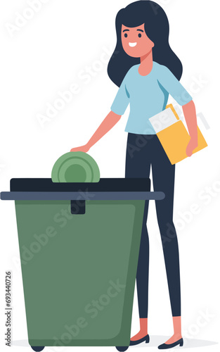 woman with recycling bin