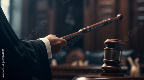 A judge strikes a Hammer Mallet of Justice pronouncing photo