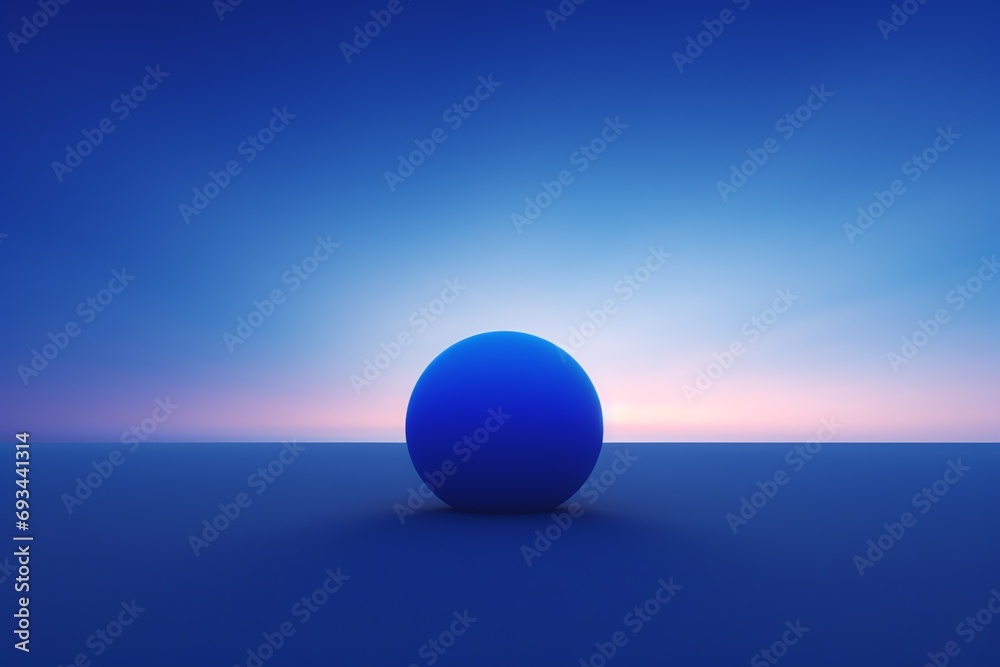 a blue sphere on a blue surface