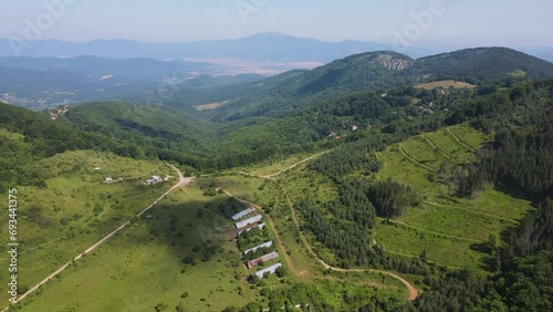 Aerial Summer Landscape of Erul mountain near Kamenititsa peak, Pernik Region, Bulgaria photo