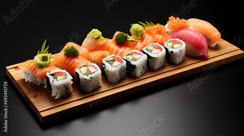 Japanese food restaurant, sushi maki gunkan roll platter set