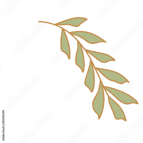 Cute Branch Leaves Illustration