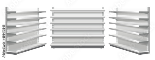 3 Front view on Supermarket 1 is front view Product shelves counter design