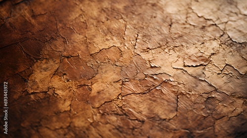 Aged Leather Texture Background Wallpaper Design, Rough Sandpaper Texture, Generative AI, Closeup of torn rubber in various shades of brown and tan, with a cracked and weathered texture. The rubber 

 photo