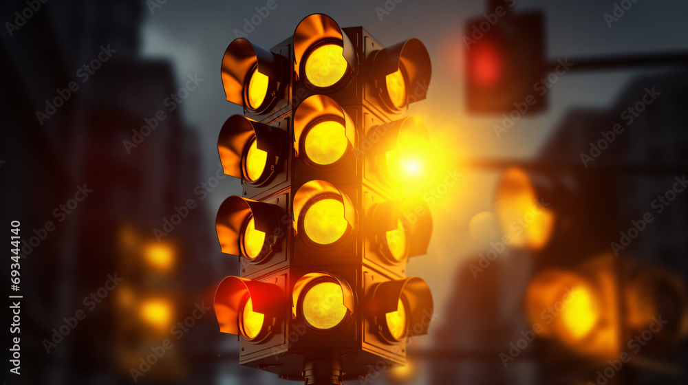 Yellow Traffic Light Signals 3d illustration