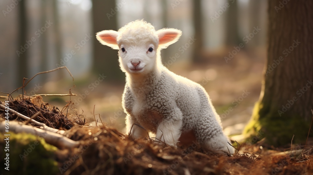 a baby sheep in a farm