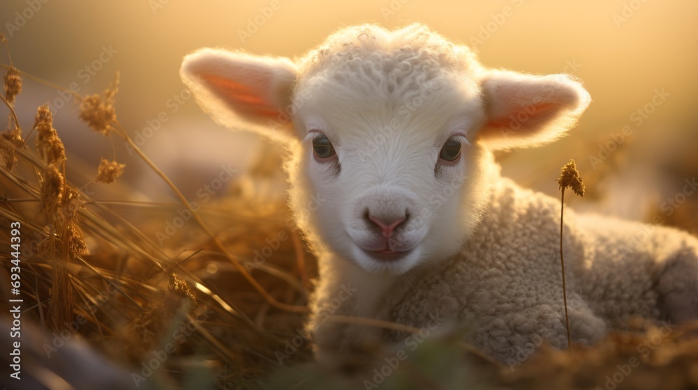 Obraz premium a baby sheep in a farm