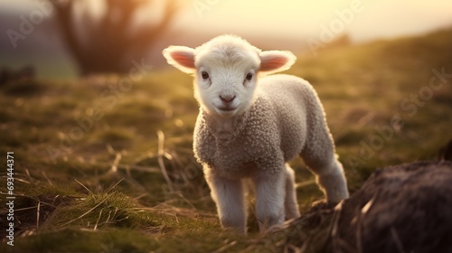 a baby sheep in a farm