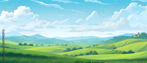 Serene Summer Fields at Dawn Illustration background