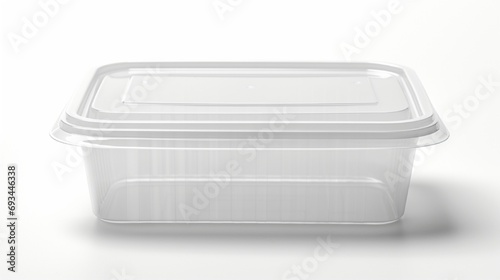 Empty transparent plastic food container isolated on white