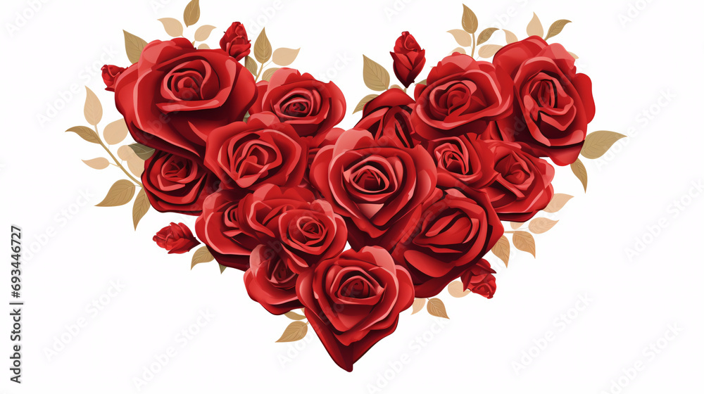 Valentine's day background with red roses in the shape of a heart Valentine's day background with red roses in the shape of a heart