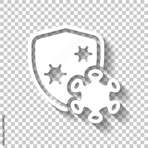 Immune system, antivirus protection, simple medical icon. White icon with shadow on transparent background