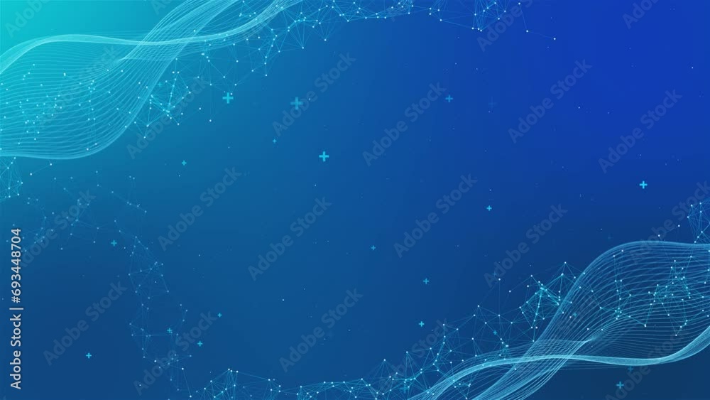 3D Abstract Futuristics computer medical science concept. blue blurred geometry wireframe network space background. healthcare technology, innovation health, research. Infographic. biology, chemistry.