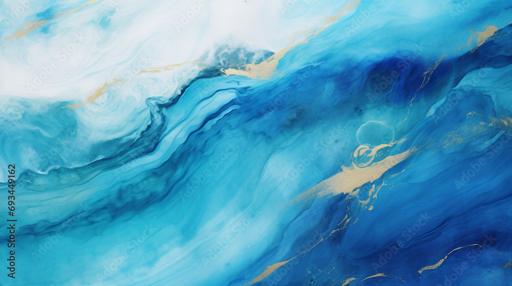 Abstract Ocean Art: Incorporating Natural Luxury and Modern Style - Blue Wave Fluid Design for Contemporary Backgrounds and Artistic Atmosphere.