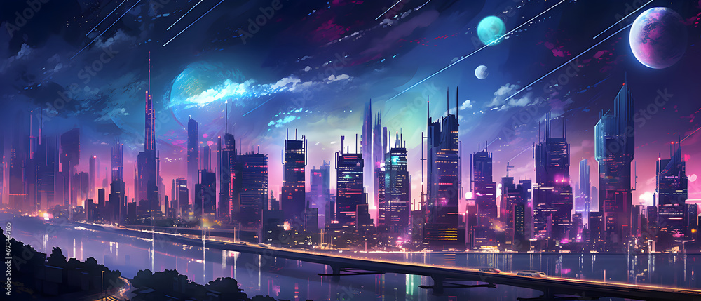 night city future skyline background