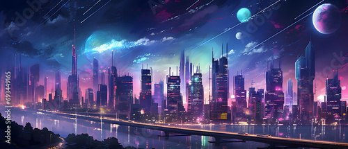 night city future skyline background