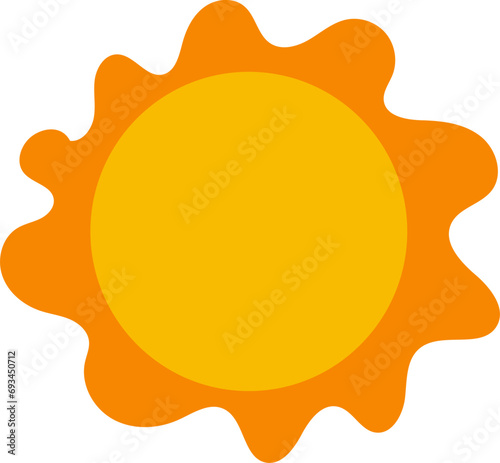 Sun-shaped icon with attractive color flat cute style