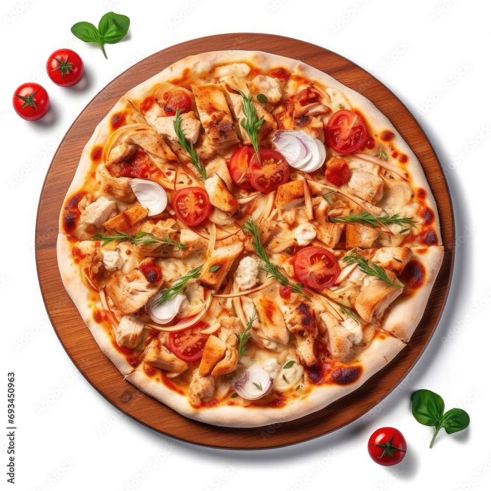 Pizza with Chicken and Tomatoes Pizza with Chicken and Tomatoes