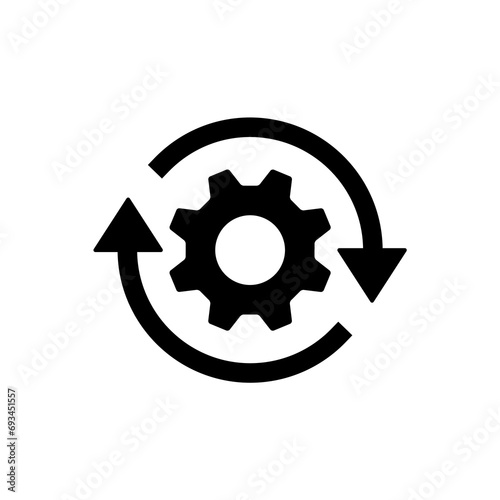 Workflow process icon in flat style. Gear cog wheel with arrows vector illustration on white isolated background. Workflow business concept
