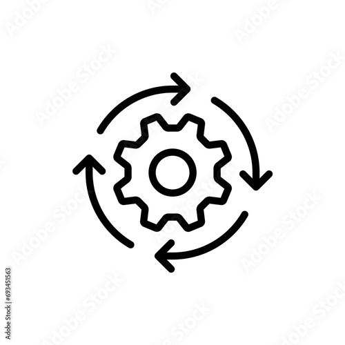 Workflow icon in flat style. Gear effective vector illustration on white isolated background. Process organization business concept