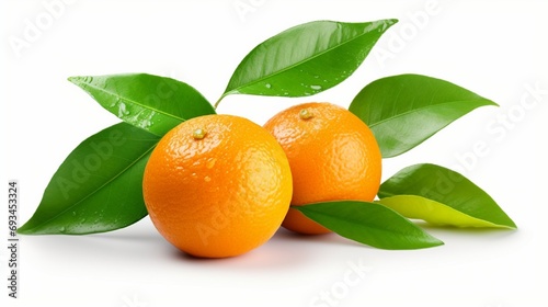 Tangerine and leaves isolated on white  clipping path included
