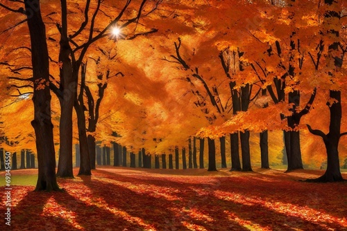 autumn in the park and generated AI