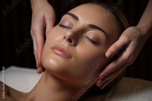 A woman enjoy facial treatment service photo
