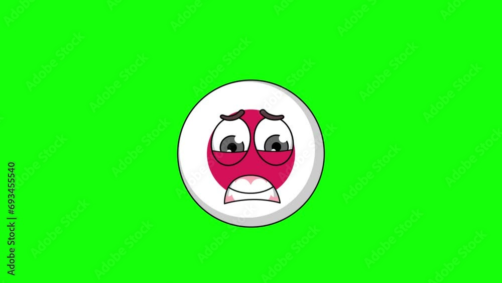 flag of japan cartoon with a face screaming in fear, emoji emoticon animation flag of japan cartoon with a face screaming in fear, emoji emoticon animation