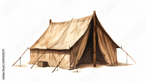 Army Tent Illustration on White Background