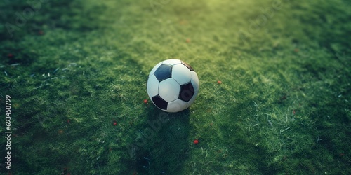 Aerial view of a soccer ball on the penalty spot with the goal in the distance, highlighting the tension before a penalty kick