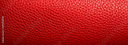 Detailed texture of red leather material close-up photo