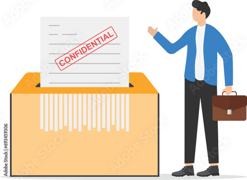 Paper shredder confidential and private document office information protection.

