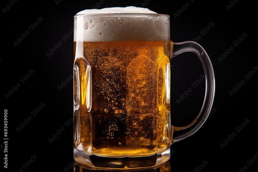 Glass mug of beer on black background Glass mug of beer on black background